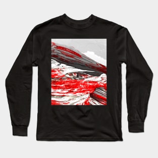 Snow american sport print, red ice rocks Long Sleeve T-Shirt